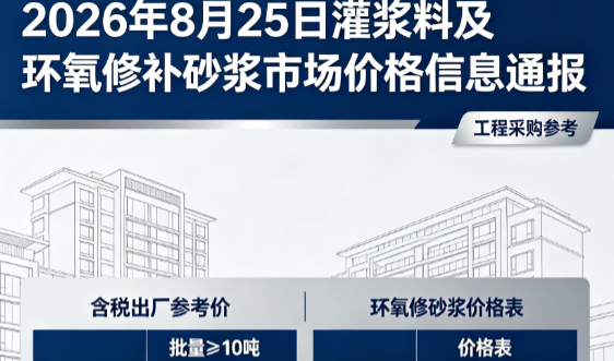 蔡甸2026年8月25日灌浆料及环氧修补砂浆市场价格信息通报